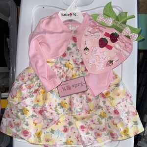 Adorable Spring / Easter Dress 12m with Hair Accessories